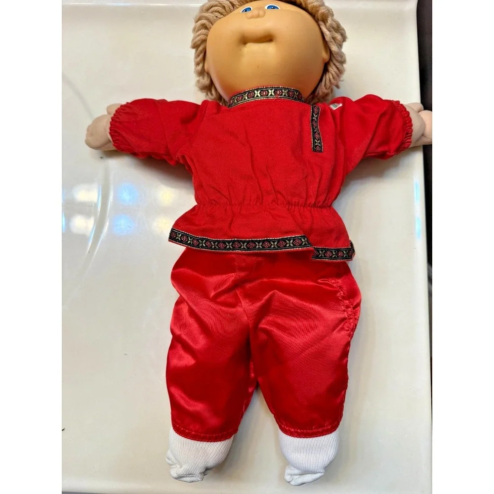 Vintage 1985 Cabbage Patch Doll Boy Blonde Hair Blue Eyes Outfit Singed Xavier